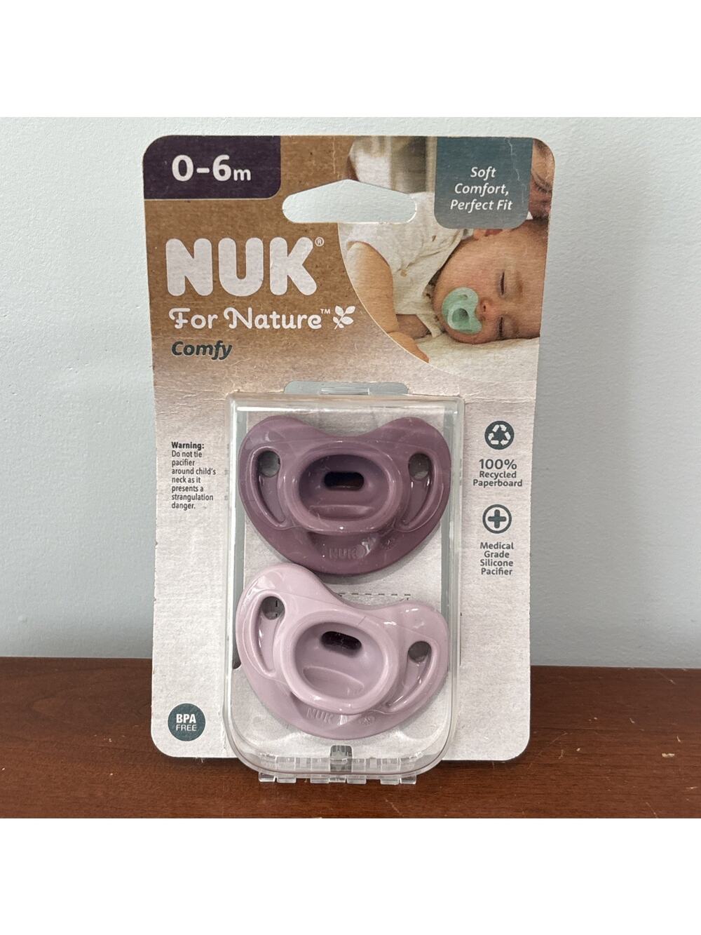 NUK for Nature Comfy Baby Pacifier 0-6M BPA Free Newborn Purple NEW